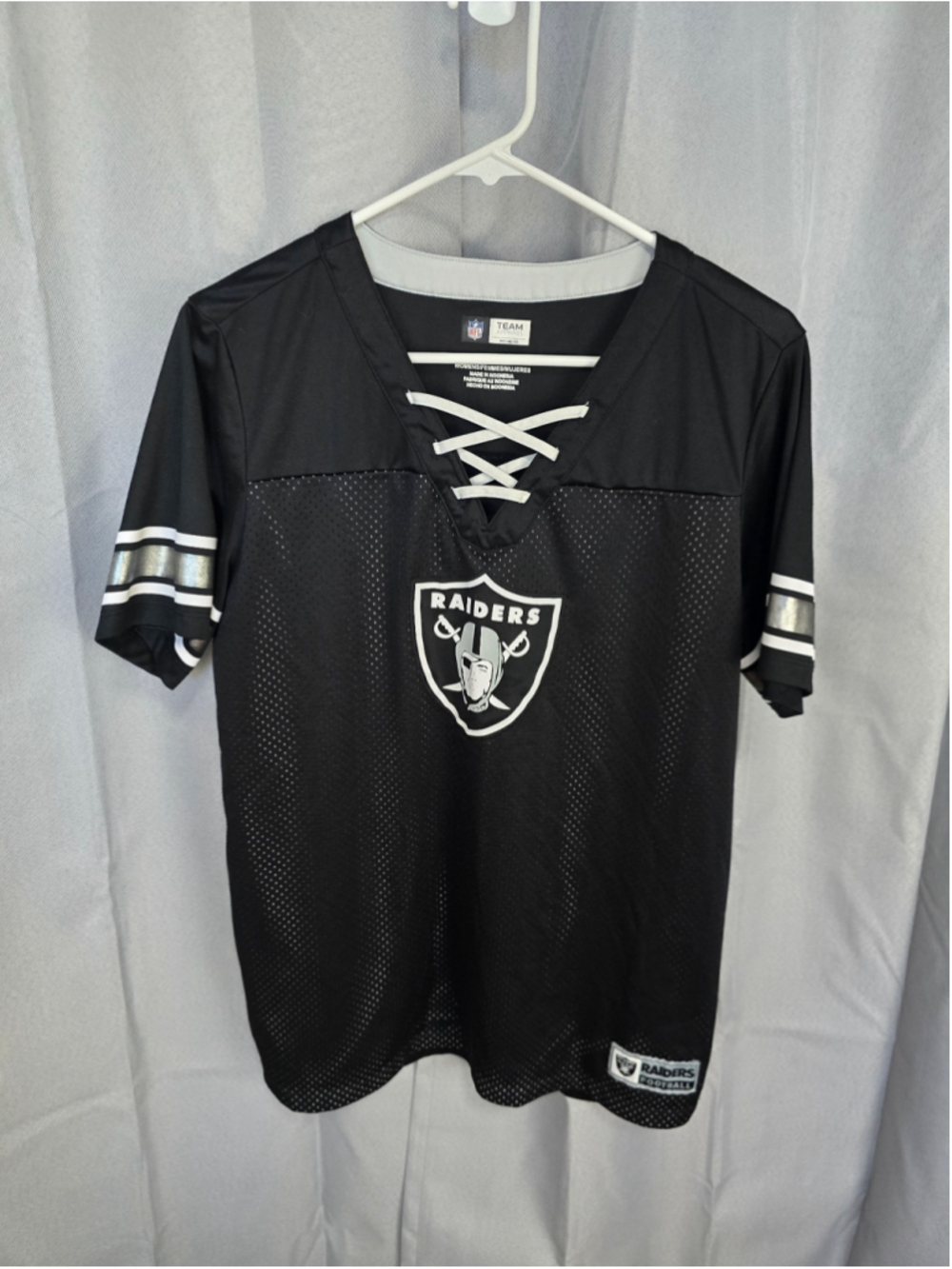 Women's NFL Las Vegas Raiders Lace-Up Jersey Black White XL